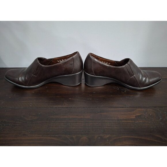 Lifestride Earthly Brown Faux Leather Mid-Heel Wedge Shoe/Pre-owned,Sz.9.5M - Picture 2 of 9